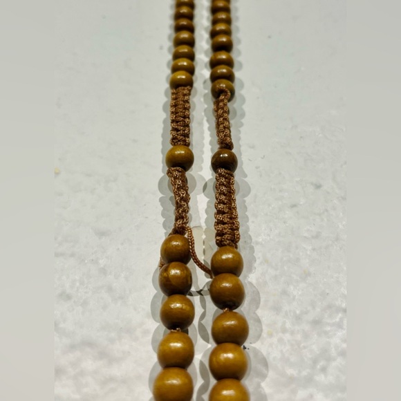 Wooden Carved Rosary Pendant Necklace - Picture 3 of 4